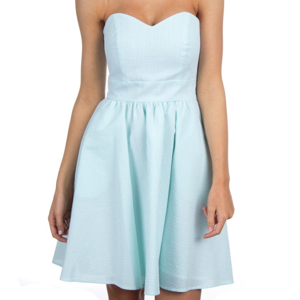 Strapless A-line Lauren James Seersucker dress